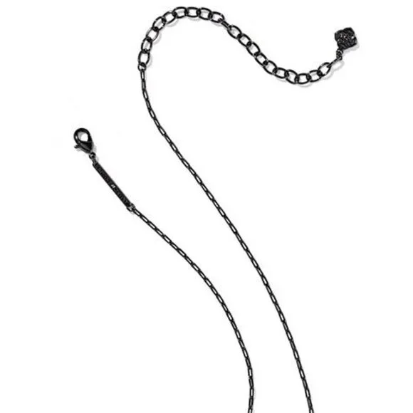 NWT Kendra Scott Skeleton Gunmetal Necklace NEW Halloween Skull Holiday Goth - Picture 3 of 3